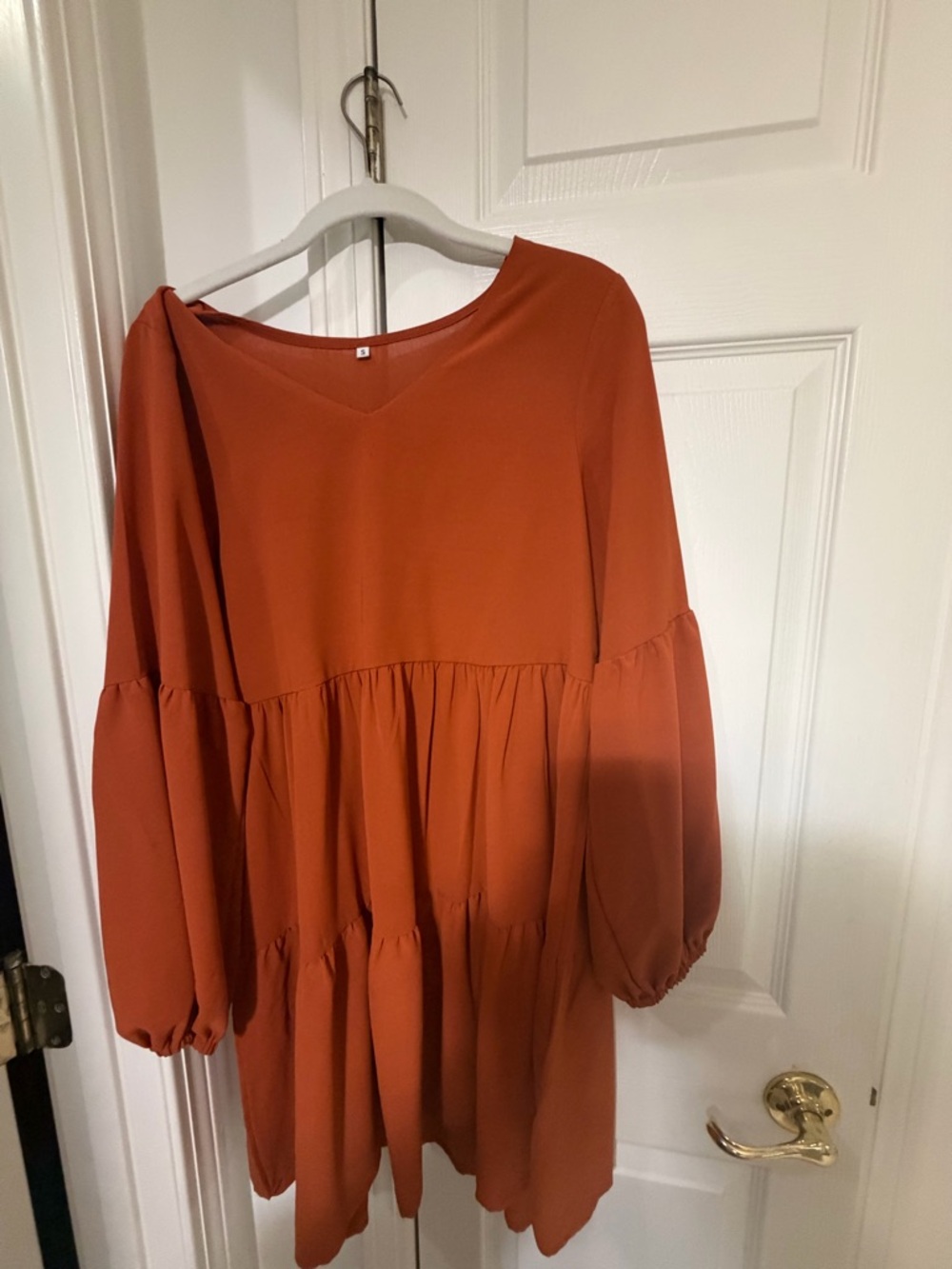 Amazon Women's Rust Orange Tiered Mini Dress